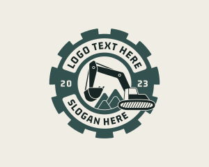 Operator - Excavator Backhoe Mining logo design