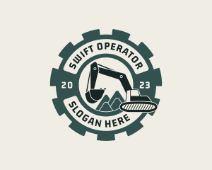 Operator - Excavator Backhoe Mining logo design