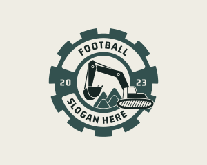 Cogwheel - Excavator Backhoe Mining logo design