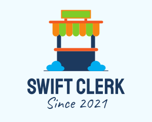 Clerk - Colorful Kiosk Stand logo design