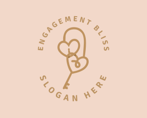 Engagement - Key Lock Hearts logo design