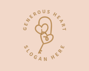 Key Lock Hearts logo design