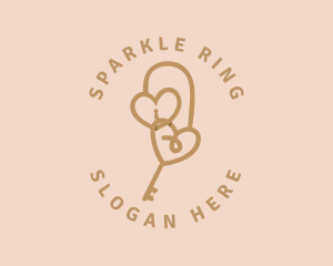 Engagement - Key Lock Hearts logo design