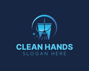 Cleaning Bucket Broom Sanitation logo design