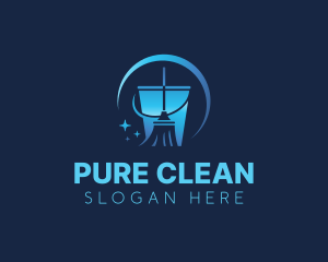 Cleaning Bucket Broom Sanitation logo design