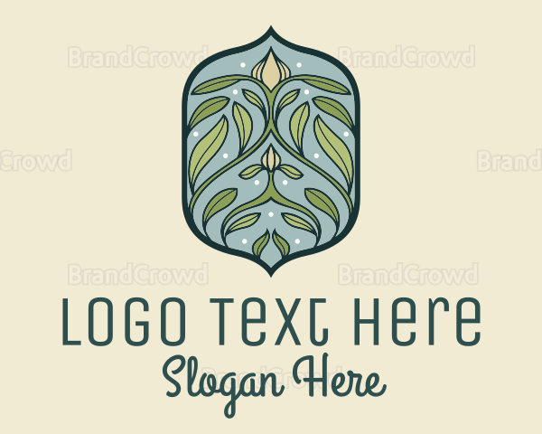 Art Nouveau Floral Decor Badge Logo