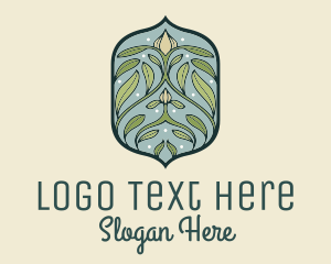 Stained Glass - Art Nouveau Floral Decor Badge logo design