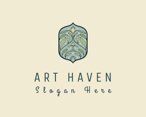 Art Nouveau Floral Decor Badge logo design