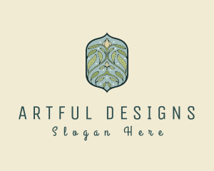 Art Nouveau Floral Decor Badge logo design