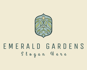 Art Nouveau Floral Decor Badge logo design