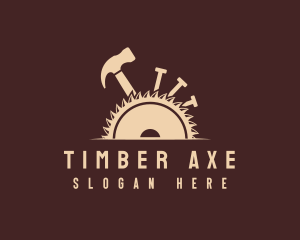 Sawblade Hammer Woodwork logo design