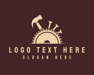 Log - Sawblade Hammer Woodwork logo design