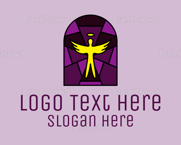 Stained Glass Religious Angel Logo
