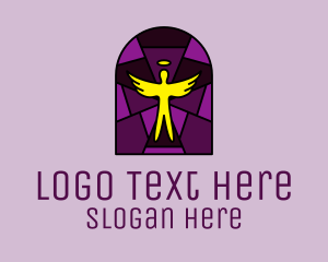 Fellowship - Stained Glass Religious Angel logo design