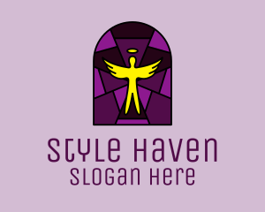 Church Window - Stained Glass Religious Angel logo design