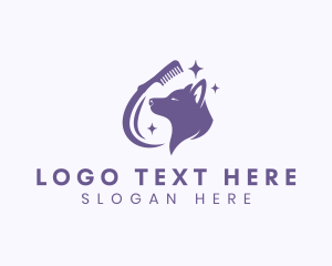 Canine - Fancy Dog Grooming Comb logo design