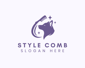 Fancy Dog Grooming Comb logo design