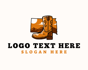 Map - South Dakota Cowboy Boots logo design