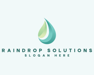 Raindrop - Organic Leaf Water logo design