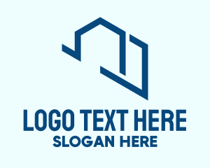 Minimalist Blue House logo design