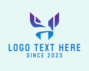 Letter H - Digital Bird Wings logo design