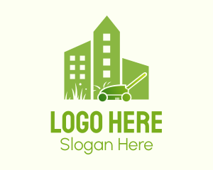 Lawn Mower Building Logo