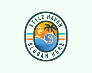 Beachfront - Beach Wave Resort logo design