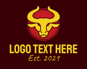 Steakhouse - Golden Bull Emblem logo design