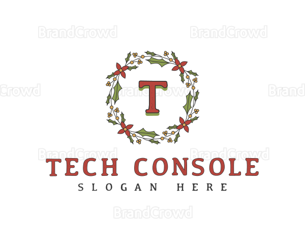 Holiday Christmas Wreath Logo