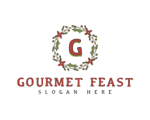 Feast - Holiday Christmas Wreath logo design