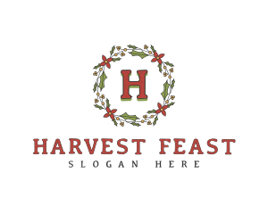 Holiday Christmas Wreath logo design