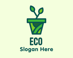 Eco Potted Plant  logo design