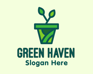 Eco Potted Plant  logo design