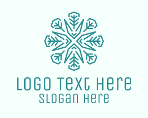 Winter - Nature Leaf Snowflake logo design