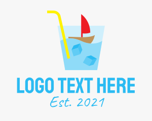 Ice Cubes - Cold Drink Boat logo design