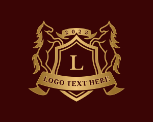 Equestrian - Luxury Stallion Horse Shield logo design