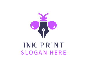 Purple Ink Bug logo design