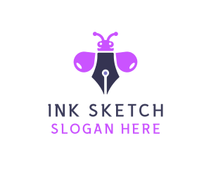 Purple Ink Bug logo design