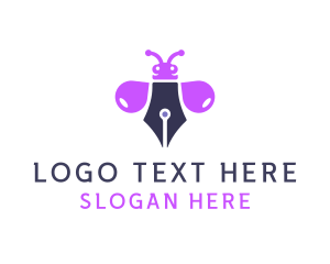 Bee - Purple Ink Bug logo design