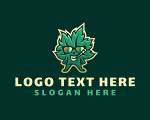 Weed - Marijuana Leaf Smoking logo design