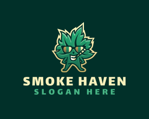 Marijuana Leaf Smoking logo design