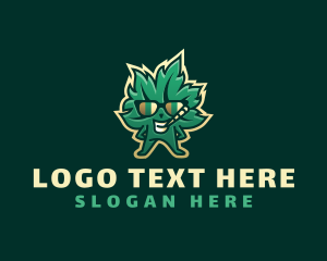 Leaf - Marijuana Leaf Smoking logo design