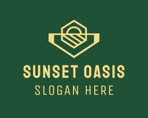 Geometric Sunset Destination logo design