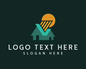 Residential - Geometric Construction Roofing logo design