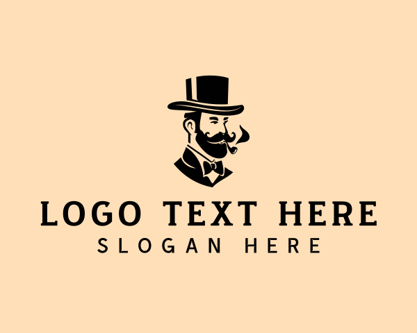 Suit - Gentleman Smoking Pipe logo design