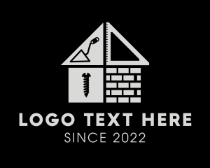 Renovation - Brick Home Construction Builder logo design