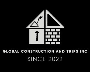 Brick Home Construction Builder logo design