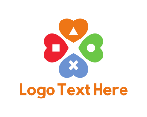 Heart - Love Four Leaf Clover Game logo design