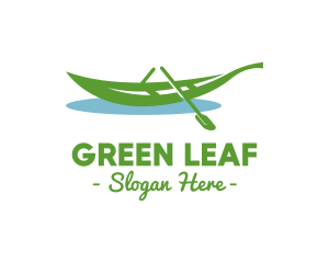 Leafy Rowboat Boat logo design