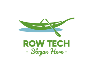 Row - Leafy Rowboat Boat logo design